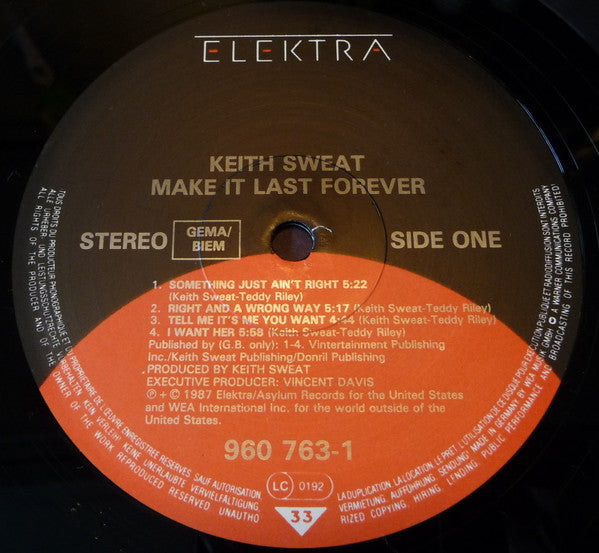 Keith Sweat : Make It Last Forever (LP, Album)