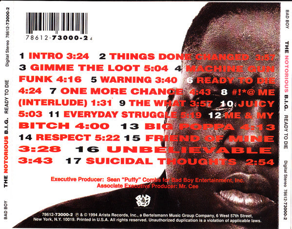 Notorious B.I.G. : Ready To Die (CD, Album)