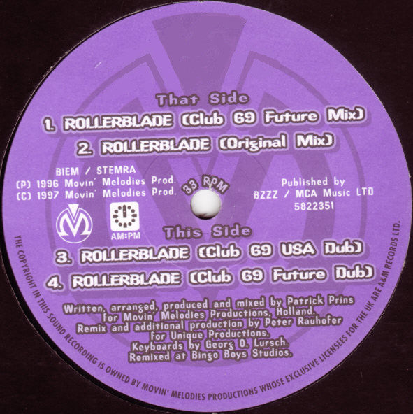 Movin' Melodies : Rollerblade (12")