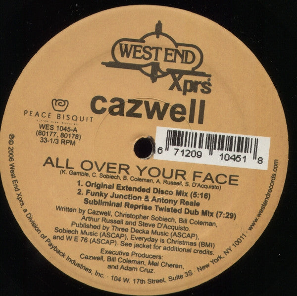 Cazwell : All Over Your Face (12", Maxi)