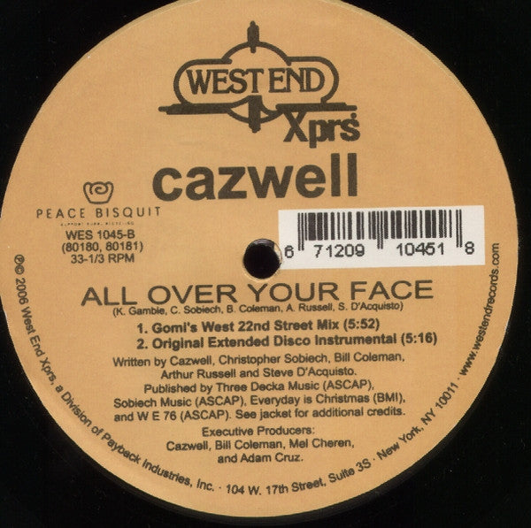 Cazwell : All Over Your Face (12", Maxi)