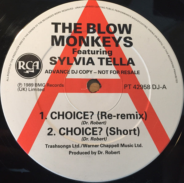 The Blow Monkeys Featuring Sylvia Tella : Choice? (Re-Remix) (12", Single, Promo)