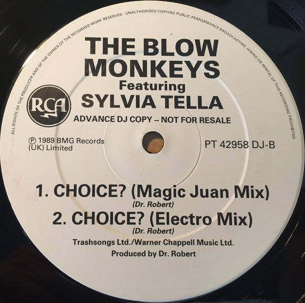 The Blow Monkeys Featuring Sylvia Tella : Choice? (Re-Remix) (12", Single, Promo)