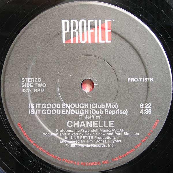 Chanelle : Is It Good Enough (12", Single)