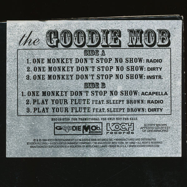 Goodie Mob : One Monkey Don't Stop No Show (12", Promo)