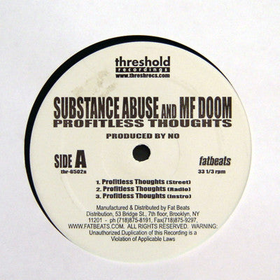 Substance Abuse : Profitless Thoughts / Everyone's A Critic (12")