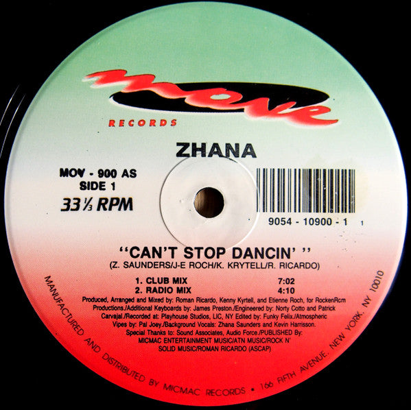 Zhana* : Can't Stop Dancin' (12")