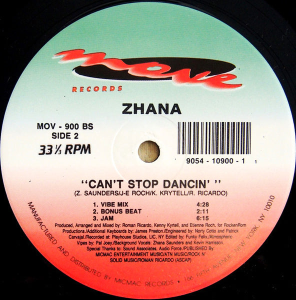 Zhana* : Can't Stop Dancin' (12")