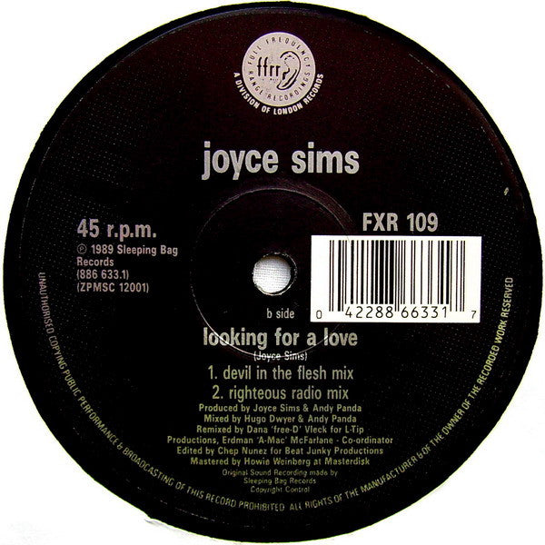 Joyce Sims : Looking For A Love ("Free-D" Remixes) (12", Single)