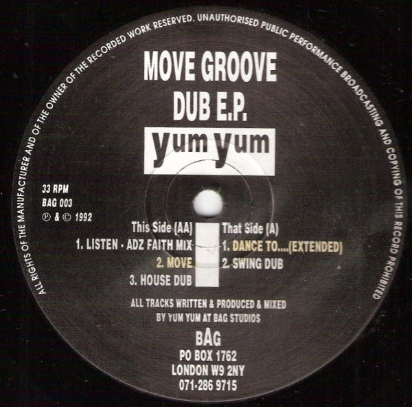 Yum Yum : Move Groove Dub E.P. (12", EP)