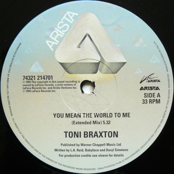 Toni Braxton : You Mean The World To Me (12")