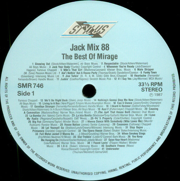 Mirage (12) : Jack Mix 88 - The Best Of Mirage - 88 Non Stop Hits (LP, Comp)