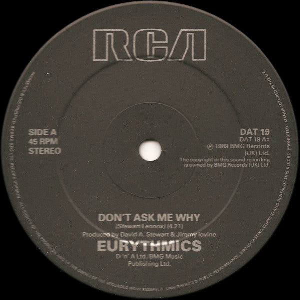 Eurythmics : Don't Ask Me Why (12")