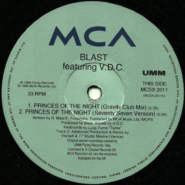 Blast Featuring V.D.C. : Princes Of The Night / Crazy Man (12", 2/2)