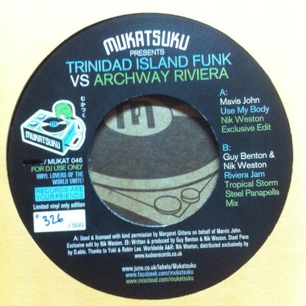 Mavis John / Guy Benton & Nik Weston : Trinidad Island Funk vs Archway Riviera (7", Num)