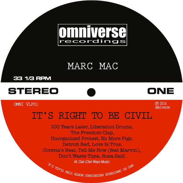 Marc Mac : It's Right To Be Civil (LP, Album, Ltd, Smo)