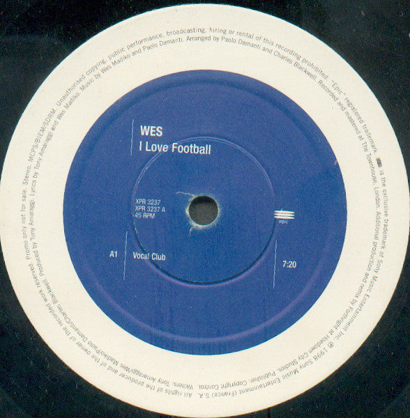 Wes : I Love Football (12", Single, Promo)