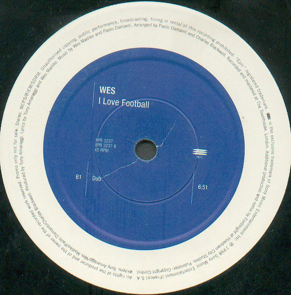 Wes : I Love Football (12", Single, Promo)