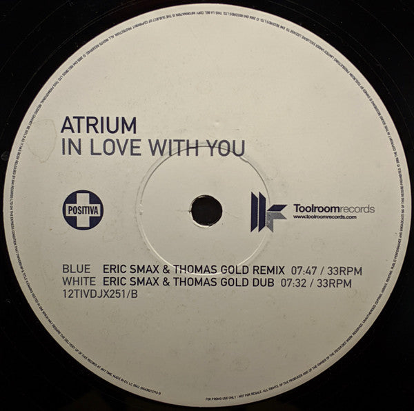 Atrium (3) : In Love With You (12", Promo)