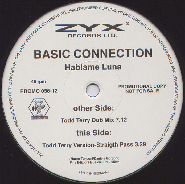 Basic Connection : Hablame Luna (12", Promo)