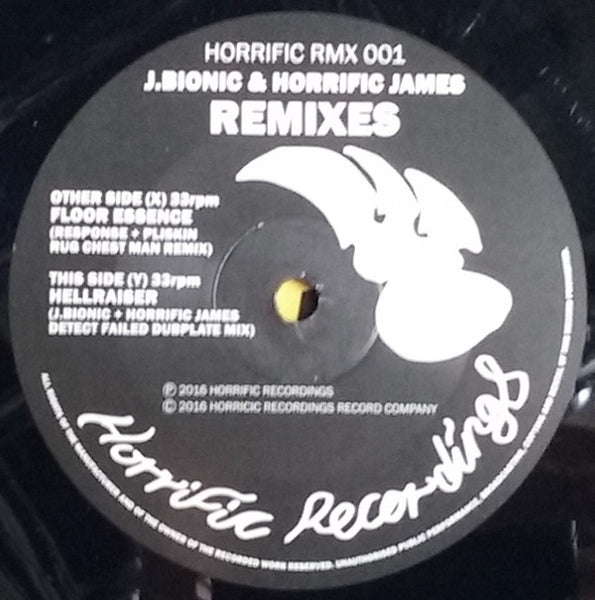 J.Bionic + Horrific James : Remixes (10", Single, Ltd)
