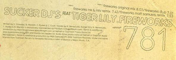 Sucker DJ's Feat Tiger Lily : Fireworks (12")