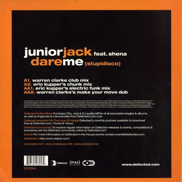 Junior Jack Feat. Shena : Dare Me (Stupidisco) (12")