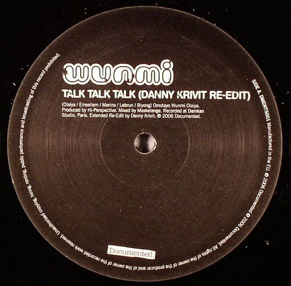 Wunmi : Talk Talk Talk (Danny Krivit Re-Edit) / Message In A Bottle (12")