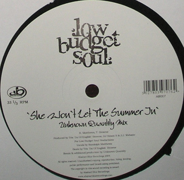 Low Budget Soul : She Won't Let The Summer In (12")