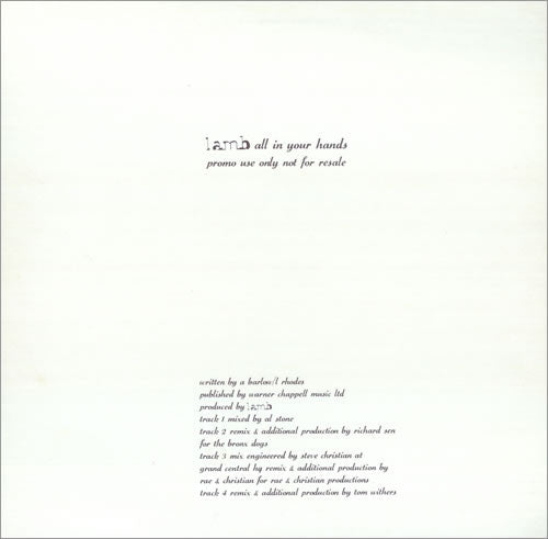 Lamb : All In Your Hands (12", Promo)