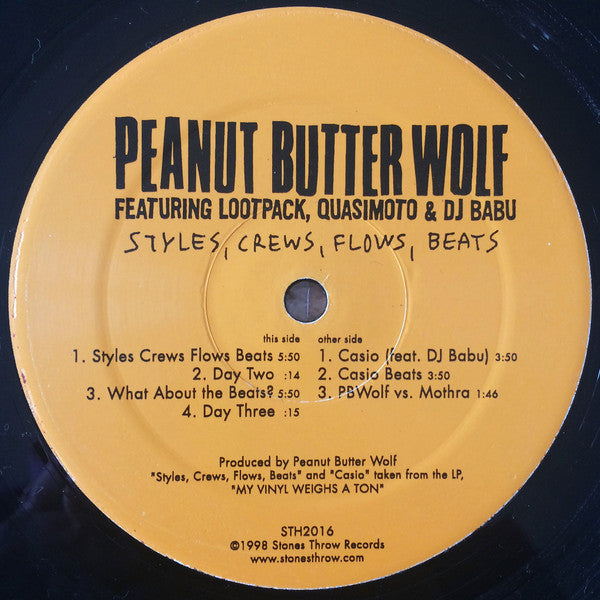Peanut Butter Wolf : Styles, Crews, Flows, Beats (12", Single, RE)