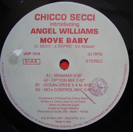 Chicco Secci Introducing Angel Williams : Move Baby (12")