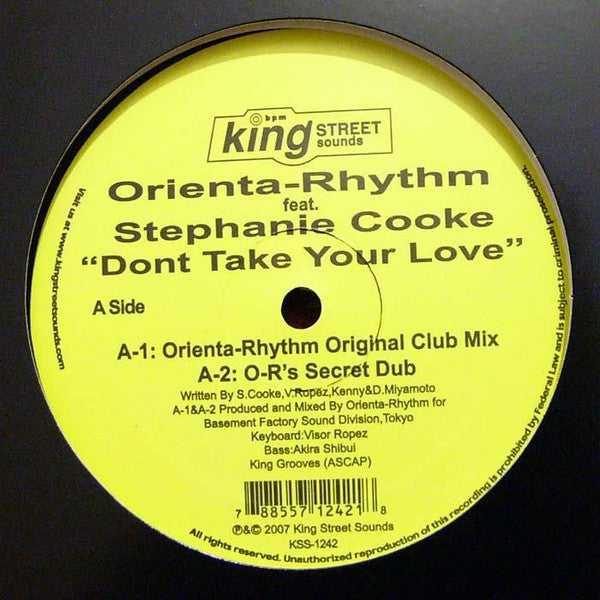 Orienta-Rhythm Feat. Stephanie Cooke : Don't Take Your Love (12")