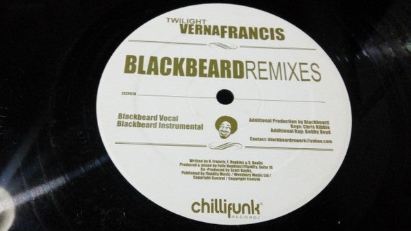 Verna Francis : Twilight (Blackbeard Remixes) / Never Too Late (12")