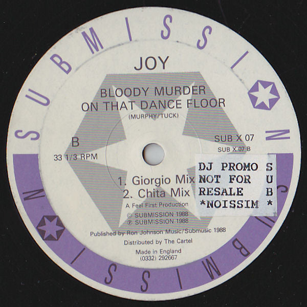 Joy (10) : Bloody Murder On That Dance Floor (12", Single)