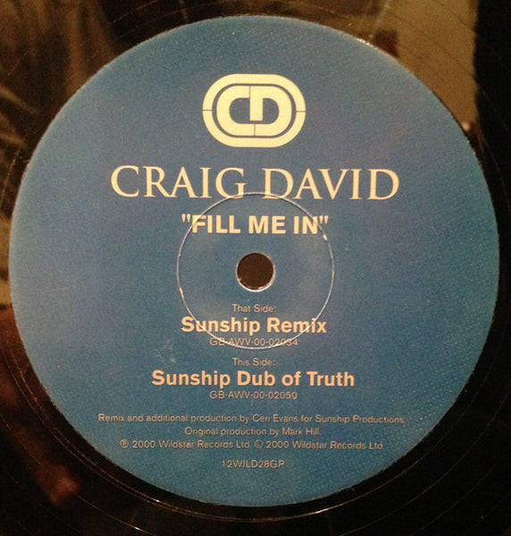 Craig David : Fill Me In (Sunship Remixes) (12")