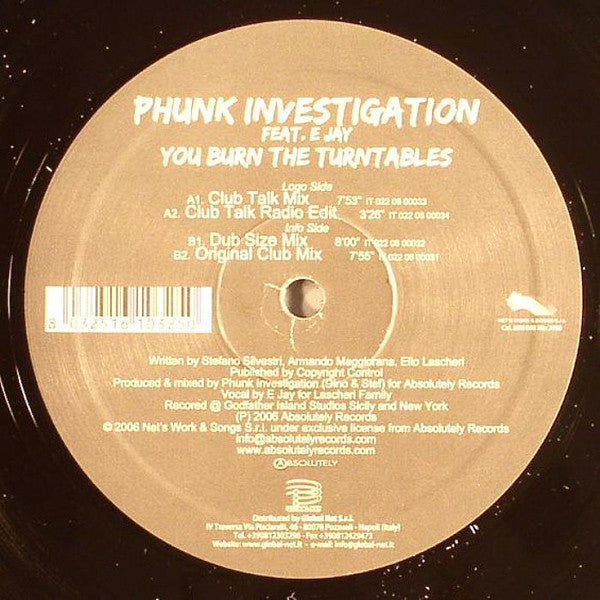 Phunk Investigation Feat. E Jay : You Burn The Turntables (12")