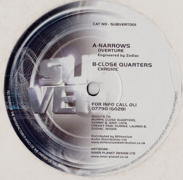 DJ Narrows / Close Quarters : Overture / Chronic (12")