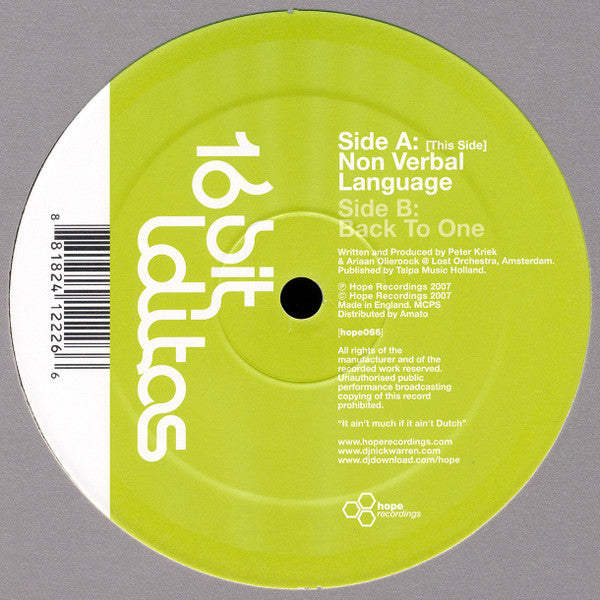 16 Bit Lolita's : Non Verbal Language / Back To One (12")