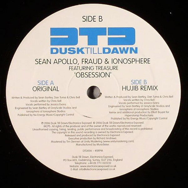 Sean Apollo, Fraud (2) & Ionosphere Featuring Treasure (3) : Obsession (12")