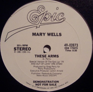 Mary Wells : These Arms (12", Promo)
