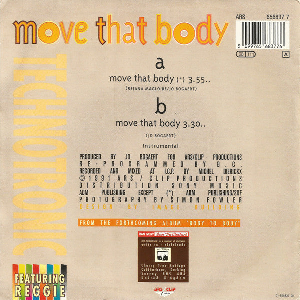 Technotronic Featuring Reggie : Move That Body (7", Single)