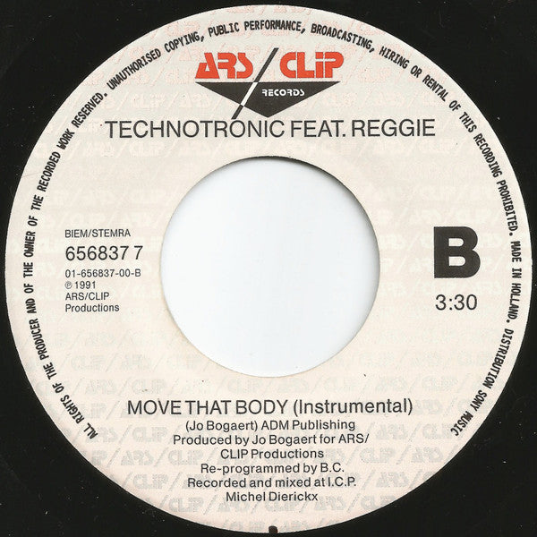 Technotronic Featuring Reggie : Move That Body (7", Single)