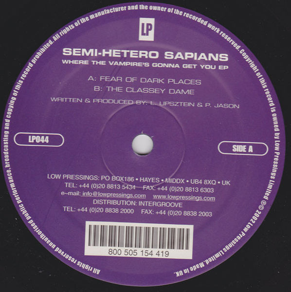 Semi Hetero Sapiens : Where The Vampire's Gonna Get You EP (12", EP)