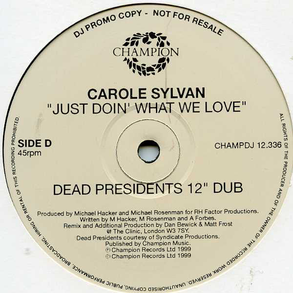 Carole Sylvan : Just Doin' What We Love (2x12", Promo)