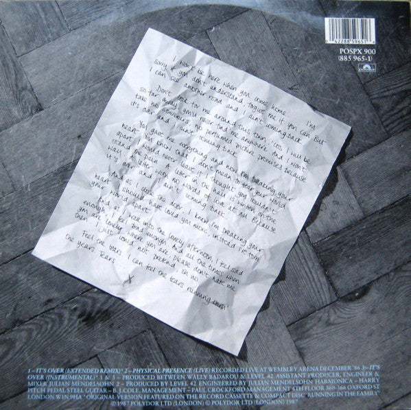 Level 42 : It's Over (12", Single)