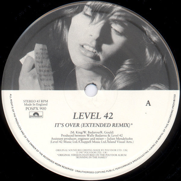 Level 42 : It's Over (12", Single)