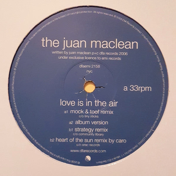 The Juan MacLean : Love Is In The Air (12", Single)