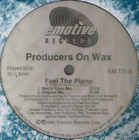 Producers On Wax : Feel The Piano / Let It Move You (12")
