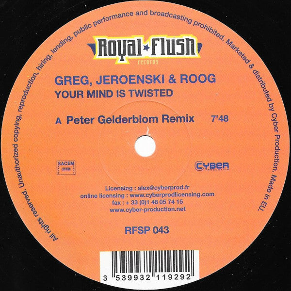 Greg van Bueren, DJ Jeroenski & Roog : Your Mind Is Twisted (12")